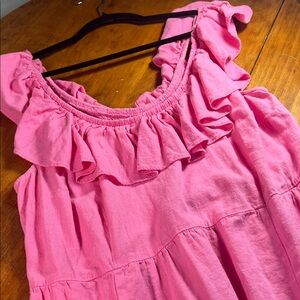 🩷Pink Ruffled Sleeveless Maxi Dress Linen Blend🩷